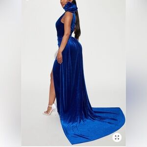 NWT Fashion Nova Blue Velvet Maxi Gown